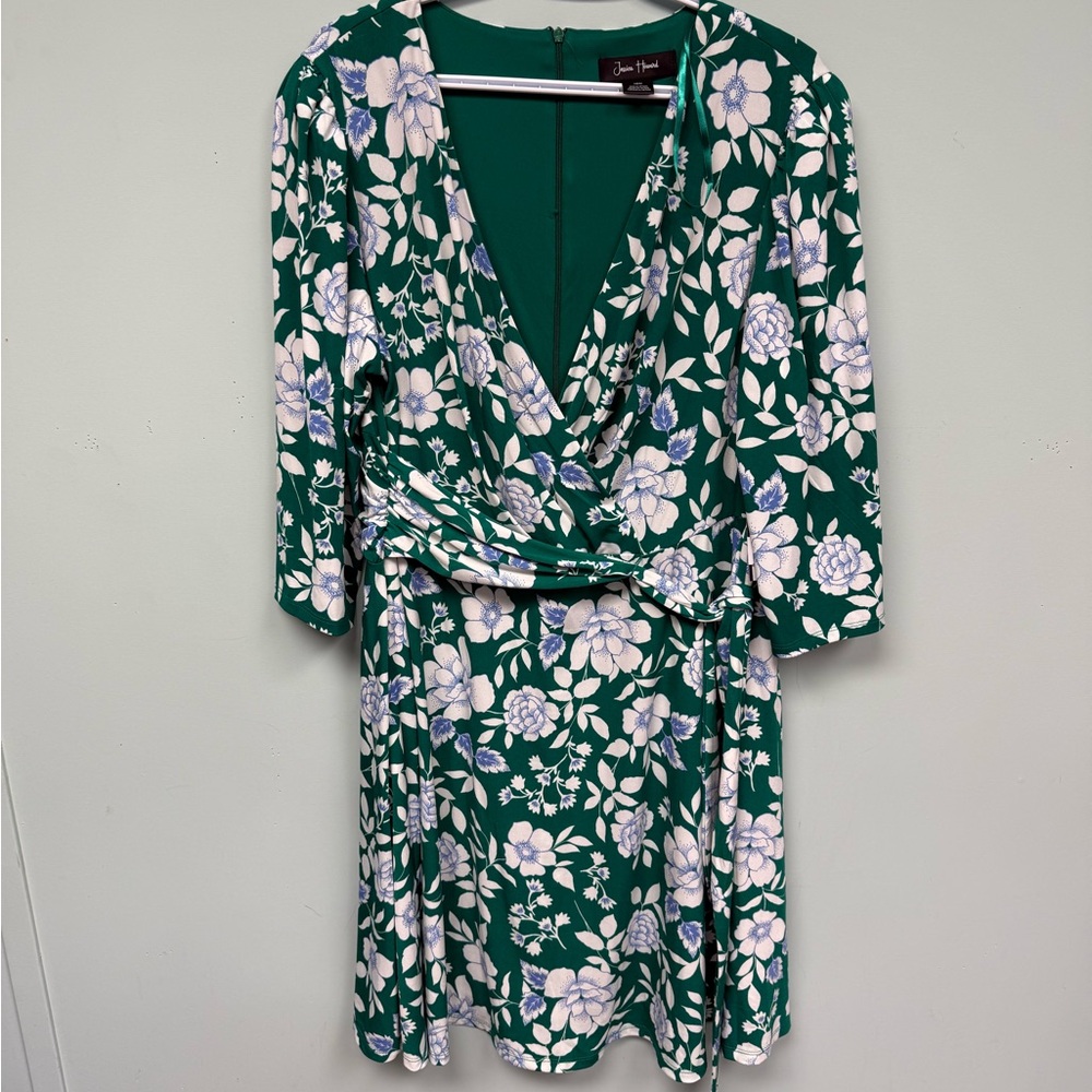 Jessica Howard Green Floral Long Sleeve Dress